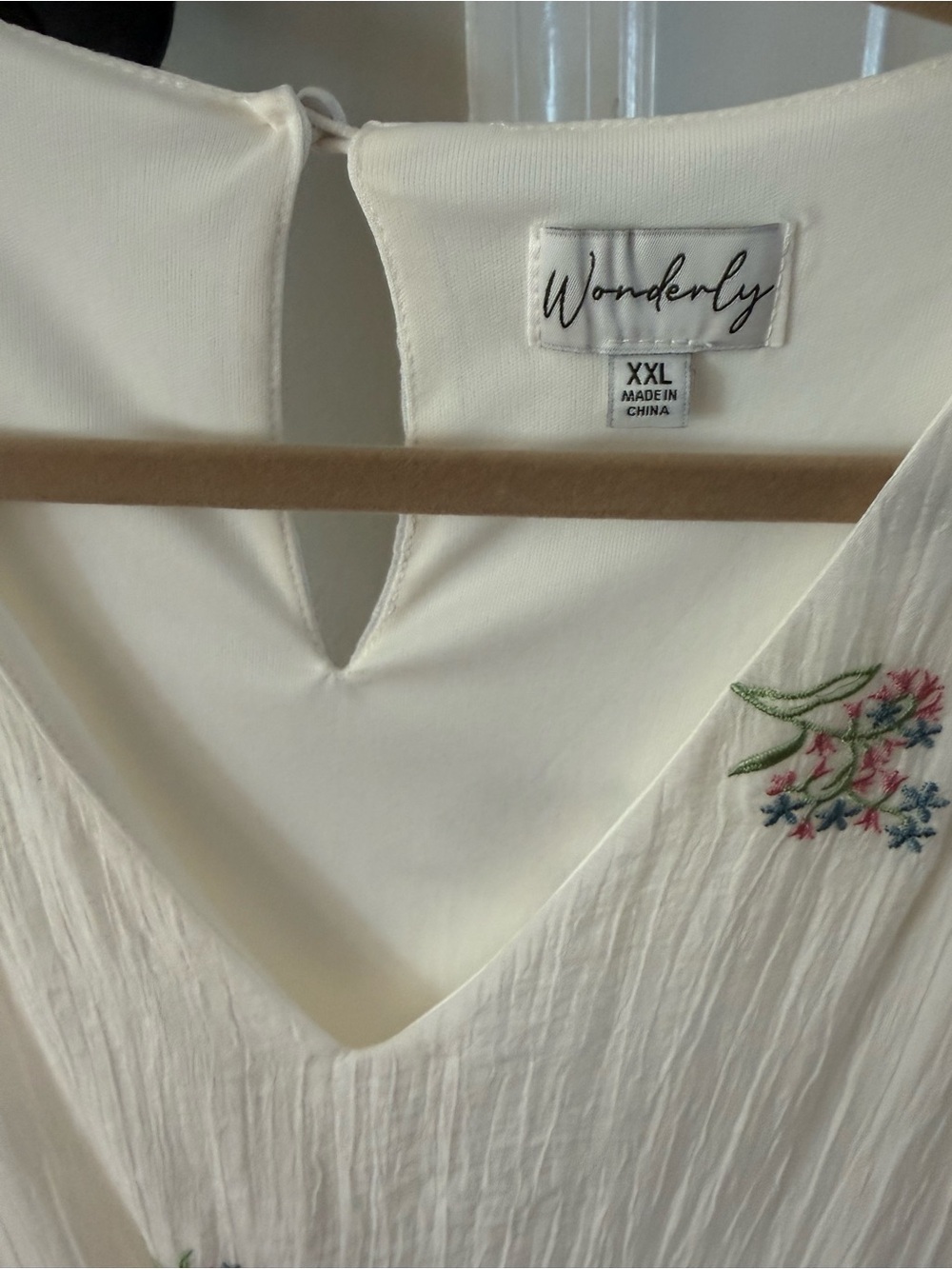 Wonderly Cream Maxi Dress with Pink & Green Floral Embroidery - Picture 2 of 5